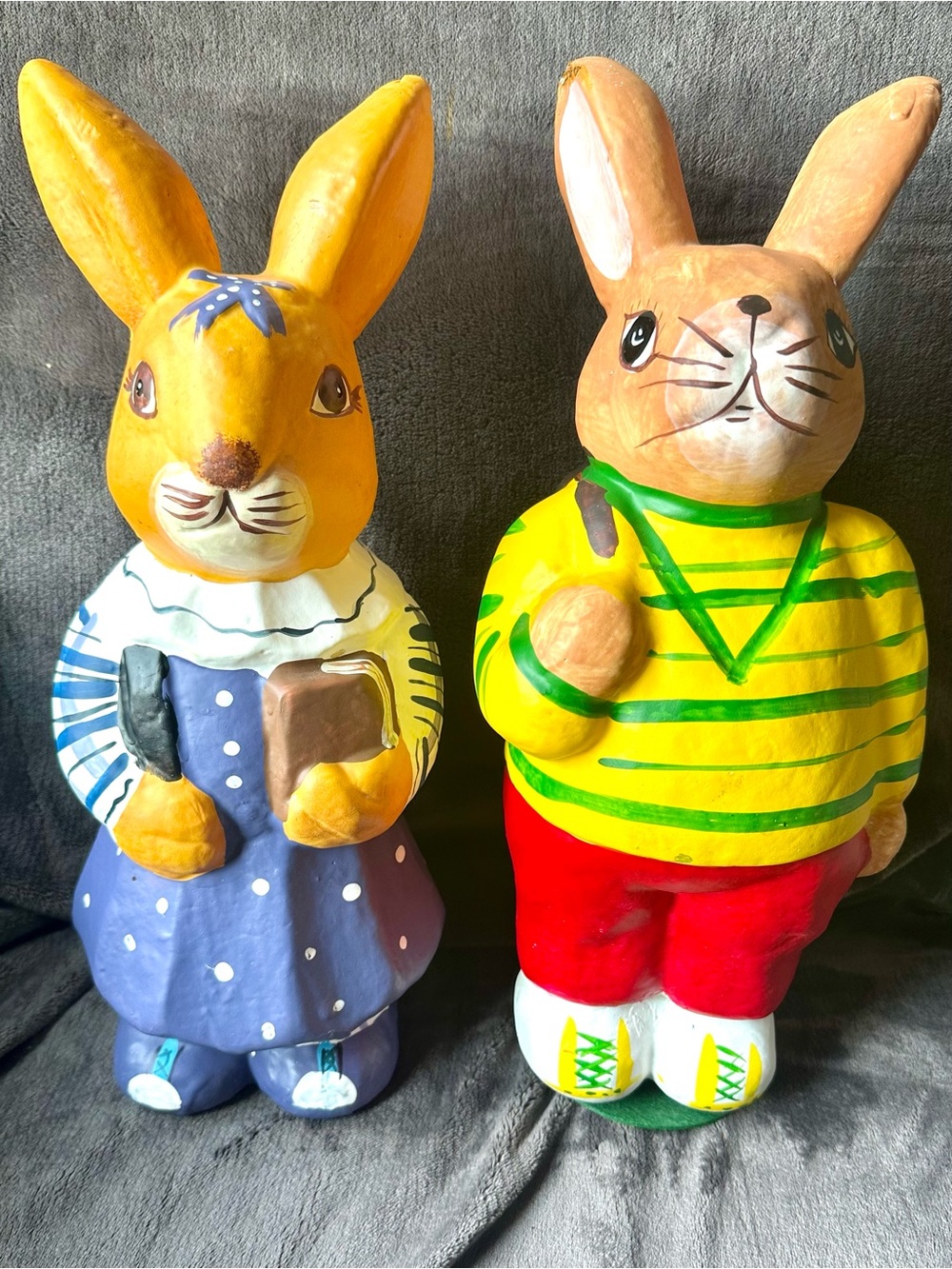 German Made VINTAGE Style BACK TO SCHOOL BUNNY collectable Set